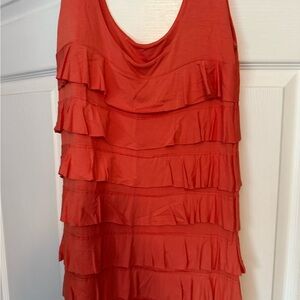 Orange ruffle dress, size medium by connected apparel